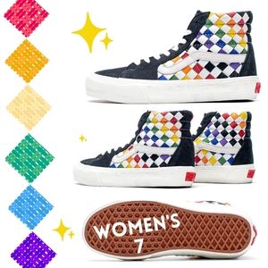Vans Vault Sk8-hi Vlt Lx Pride Multi Basket Weave Suede Black Nubuck '21 Women 7
